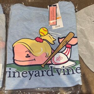 Vineyard Vines womens Light Blue softball Graphic Tee